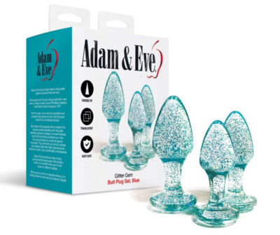 Adam & Eve Glitter Gem 3-Piece Butt Plug Set - Blue